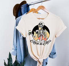 funny cannabis tshirt with a skeleton and a jar of weed - HighCiti