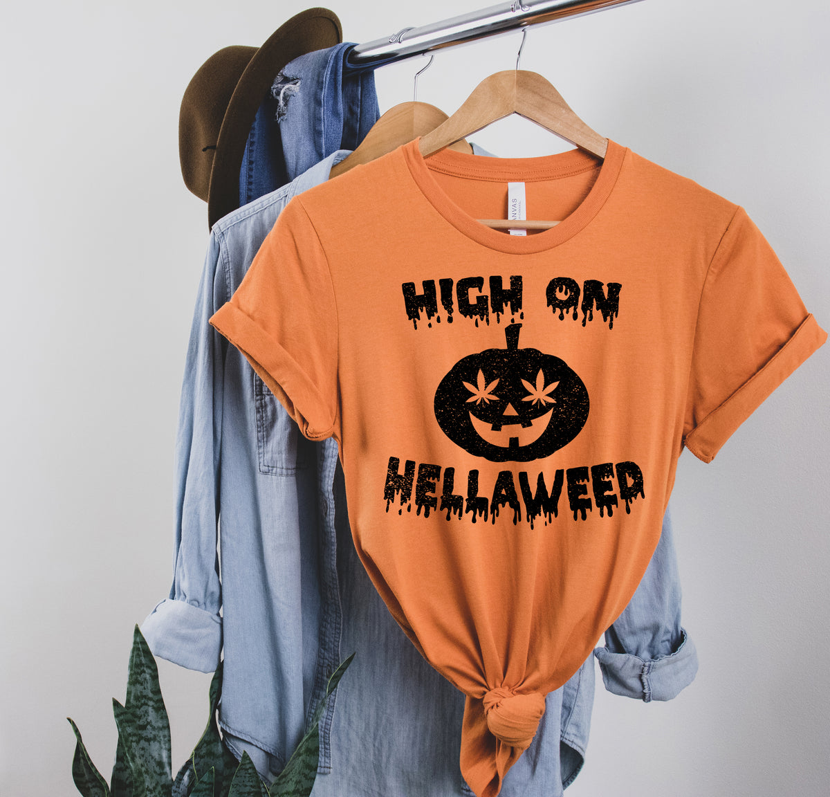 stoner halloween shirt that says high on hellaweed - HighCiti