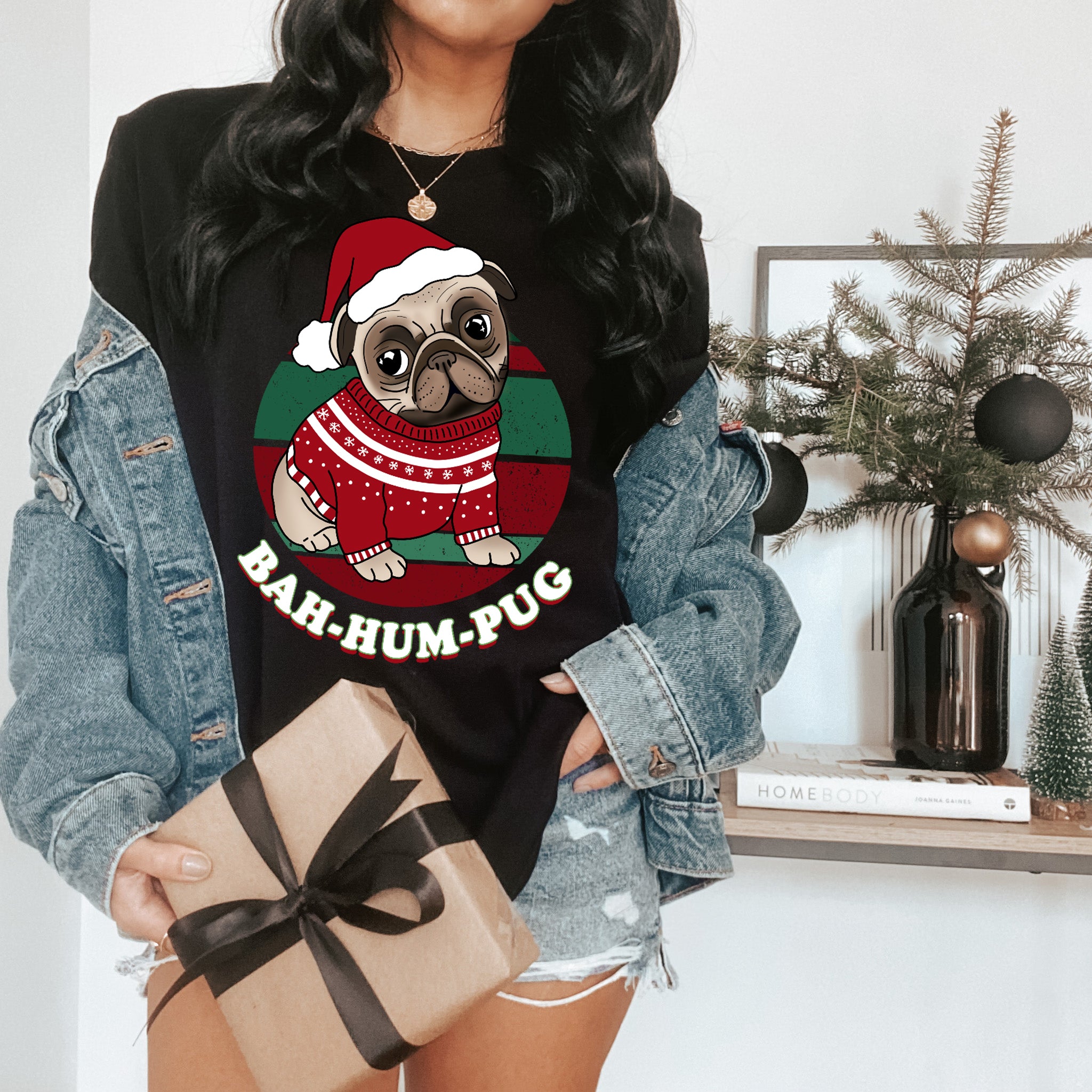 french bulldog christmas shirt that says bah hum pug - HighCiti