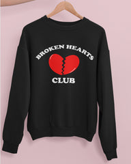 Black sweatshirt with a broken heart that says broken hearts club - HighCiti