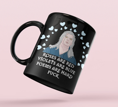 Black mug with the witcher geralt of rivia saying funny valentine's poem - HighCiti