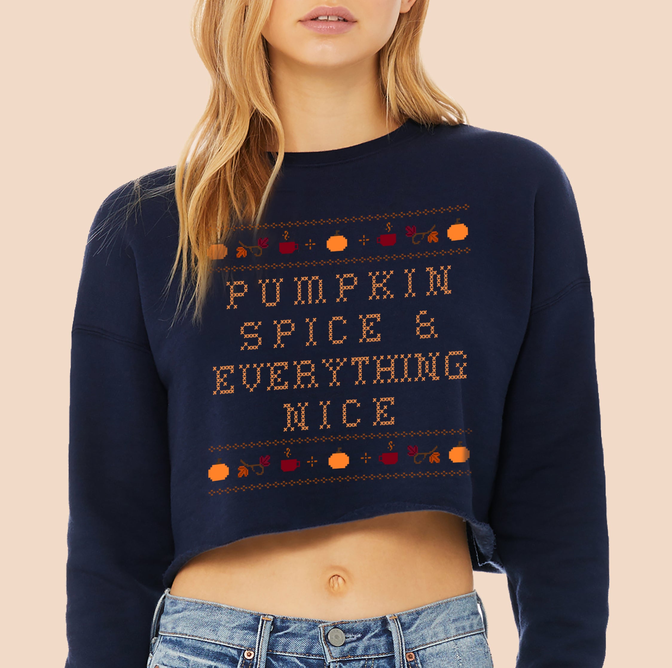 cute fall pumpkin spice crop sweatshirt - HighCiti
