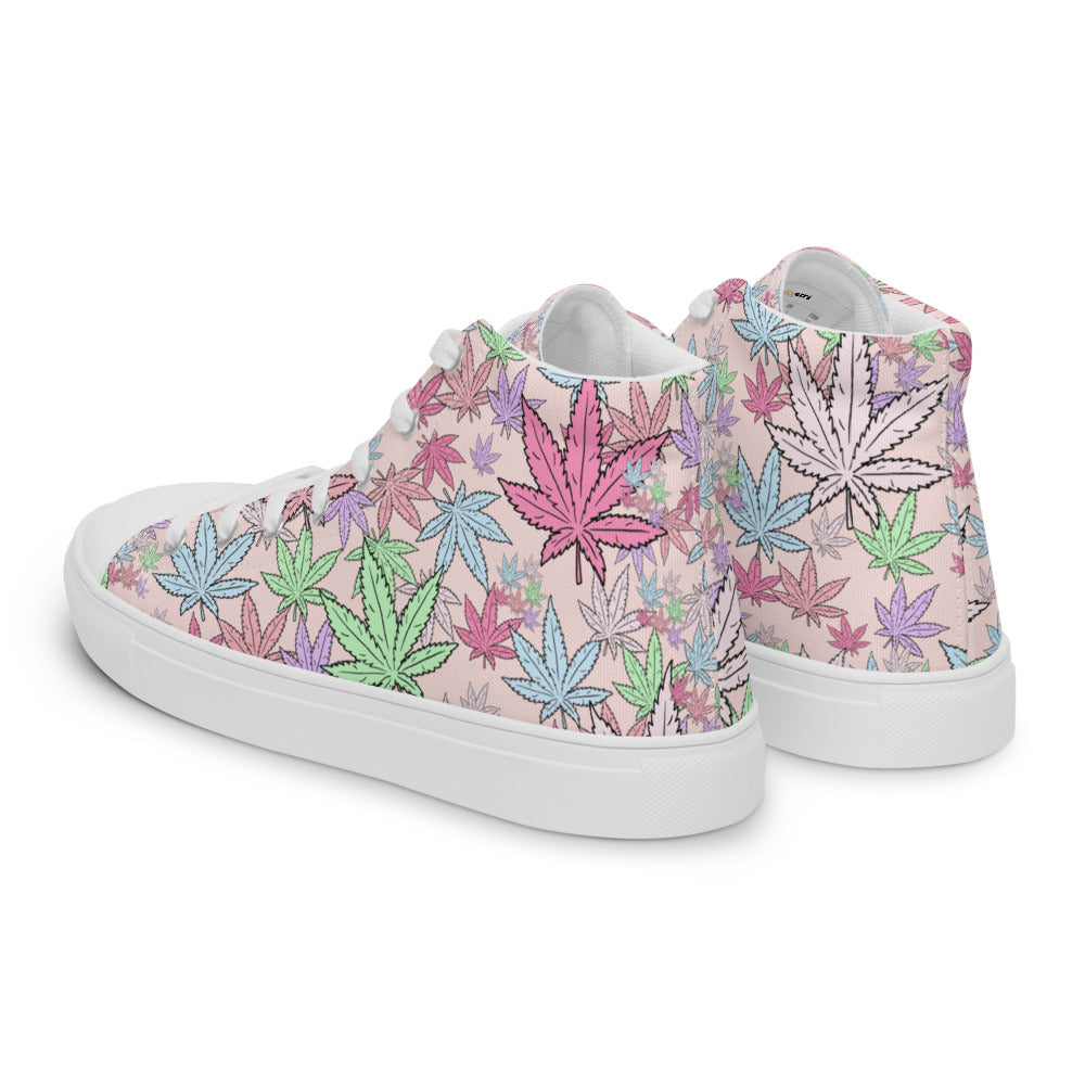 pink weed leaf high top shoes - HighCti