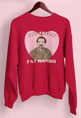 Red sweatshirt with jim hopper strange things with a heart saying you are my fat rambo - HighCiti