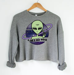 funny stoner alien smoking crop sweatshirt - HighCiti