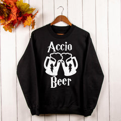 black sweater that says accio beer - HighCiti