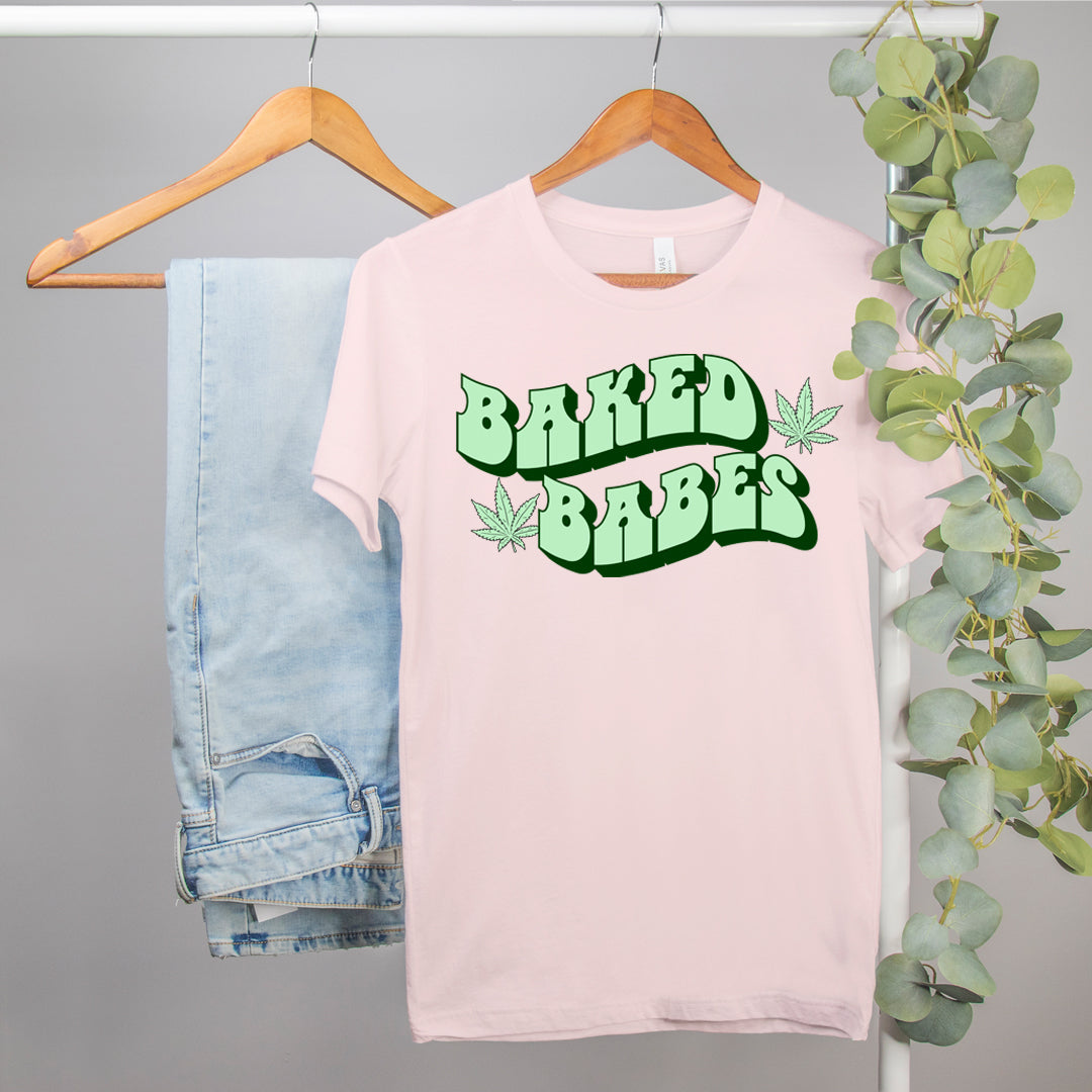 stoner bachelorette party shirt that says baked babes - HighCiti