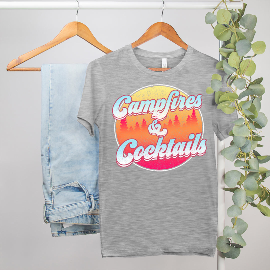 funny camping trip shirt that says campfires and cocktails - HighCiti