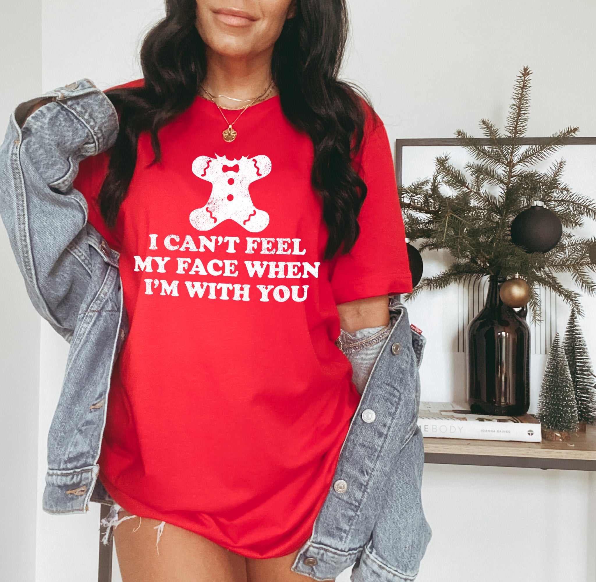 cute christmas shirt that says I can't feel my face when I'm with you - HighCiti