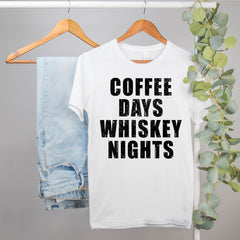 funny whiskey shirt that says Coffee Days Whiskey Nights Shirt - HighCiti