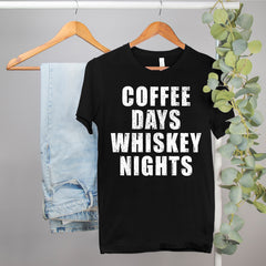 funny whiskey shirt that says Coffee Days Whiskey Nights Shirt - HighCiti