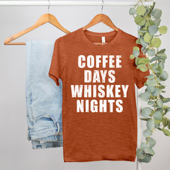 funny whiskey shirt that says Coffee Days Whiskey Nights Shirt - HighCiti