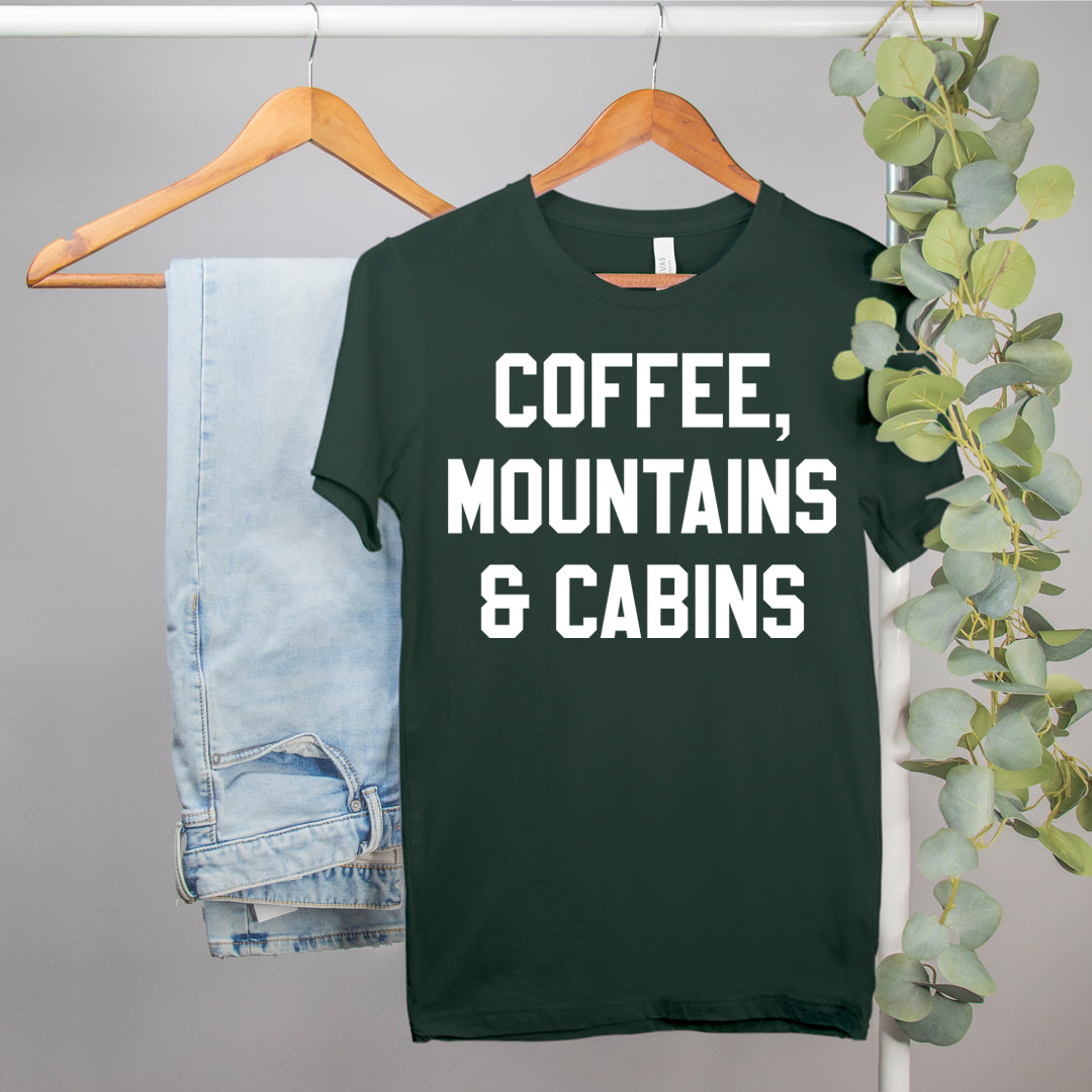mountain trip shirt that says coffee mountains and cabins - HighCiti