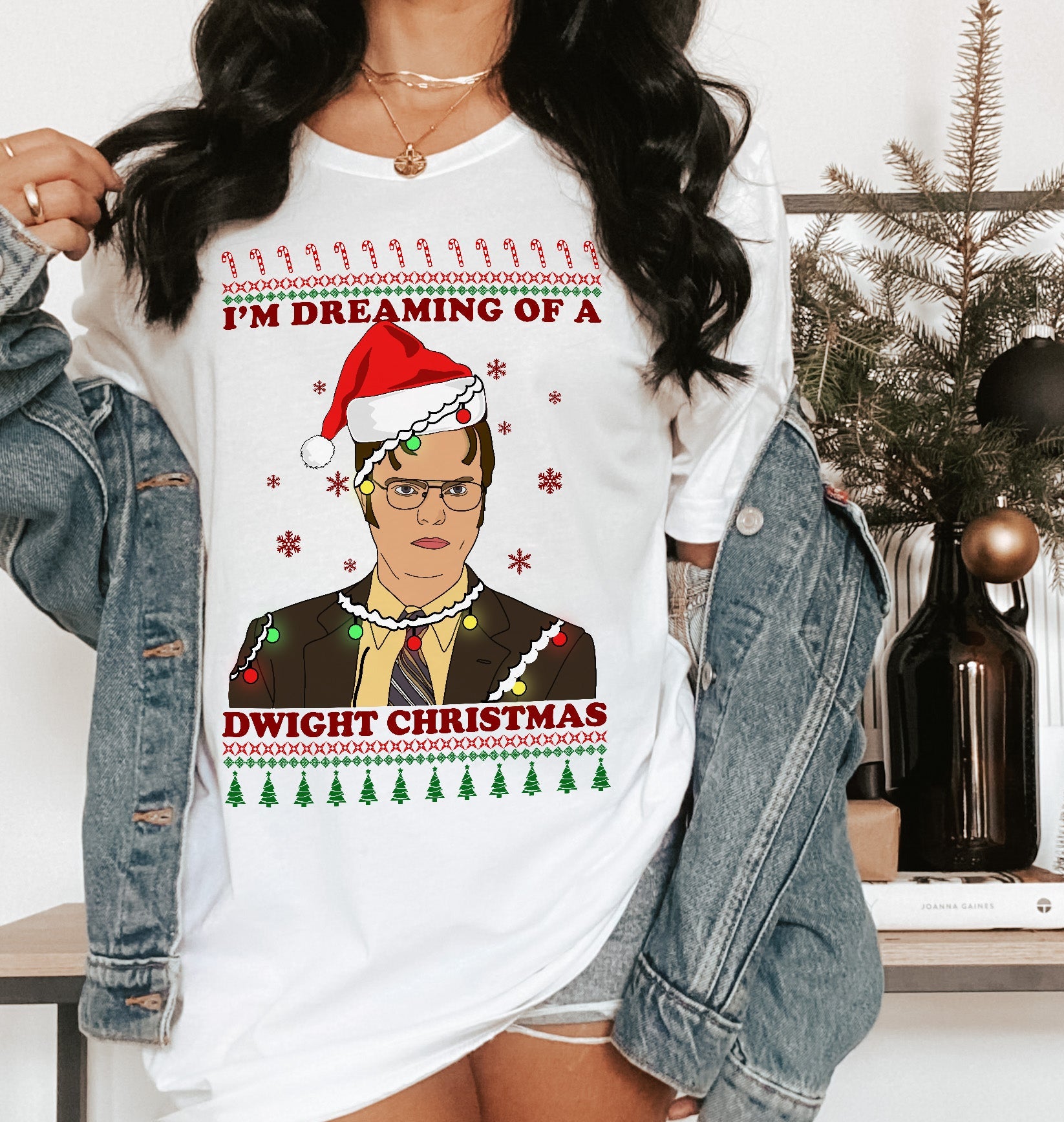 The office christmas shirt that says I'm dreaming of a dwight christmas - HighCiti