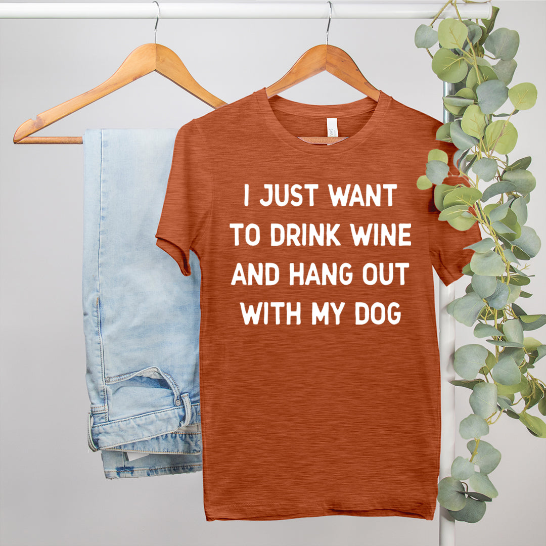 wine dog lover shirt that says drink wine and hang out with my dog - HighCiti