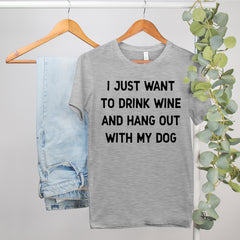 wine dog lover shirt that says drink wine and hang out with my dog - HighCiti