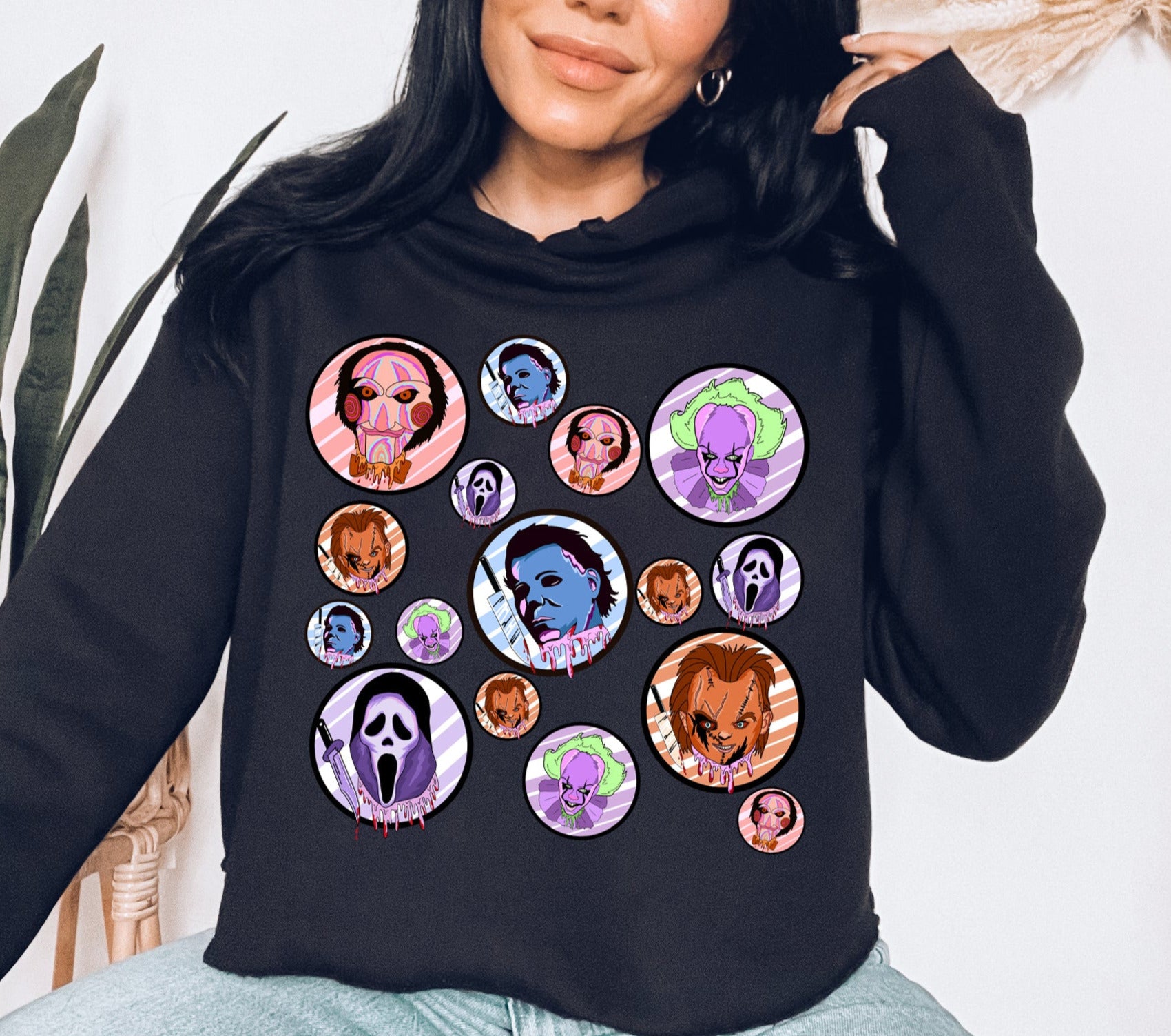 halloween horror movies crop hoodie - HighCiti