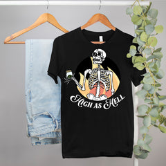 cannabis shirt with a skeleton that says high as hell - HighCiti