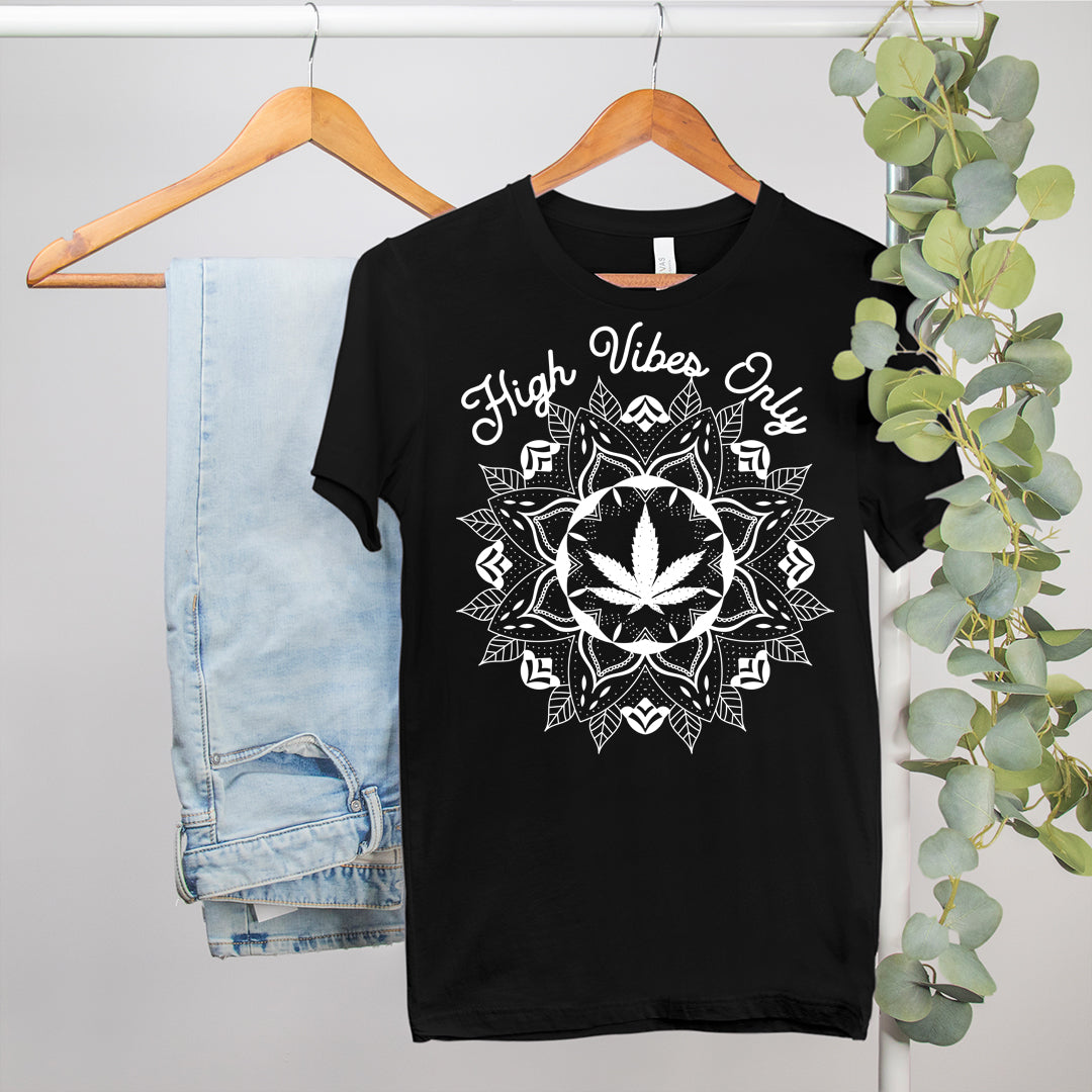 stoner tattoo shirt that says high vibes only - HighCiti
