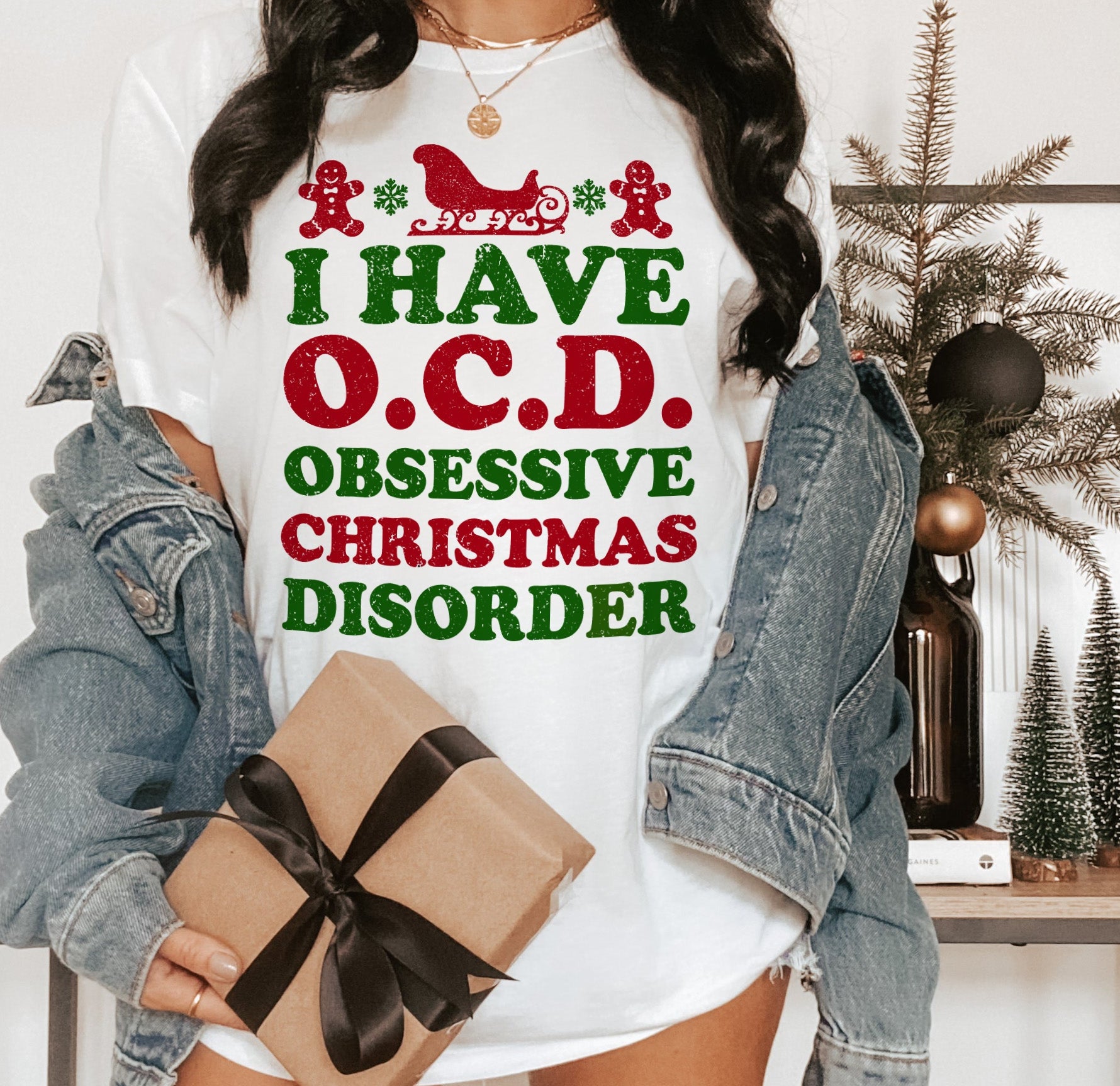 funny christmas tshirt that says I have ocd obsessive christmas disorder - HighCiti