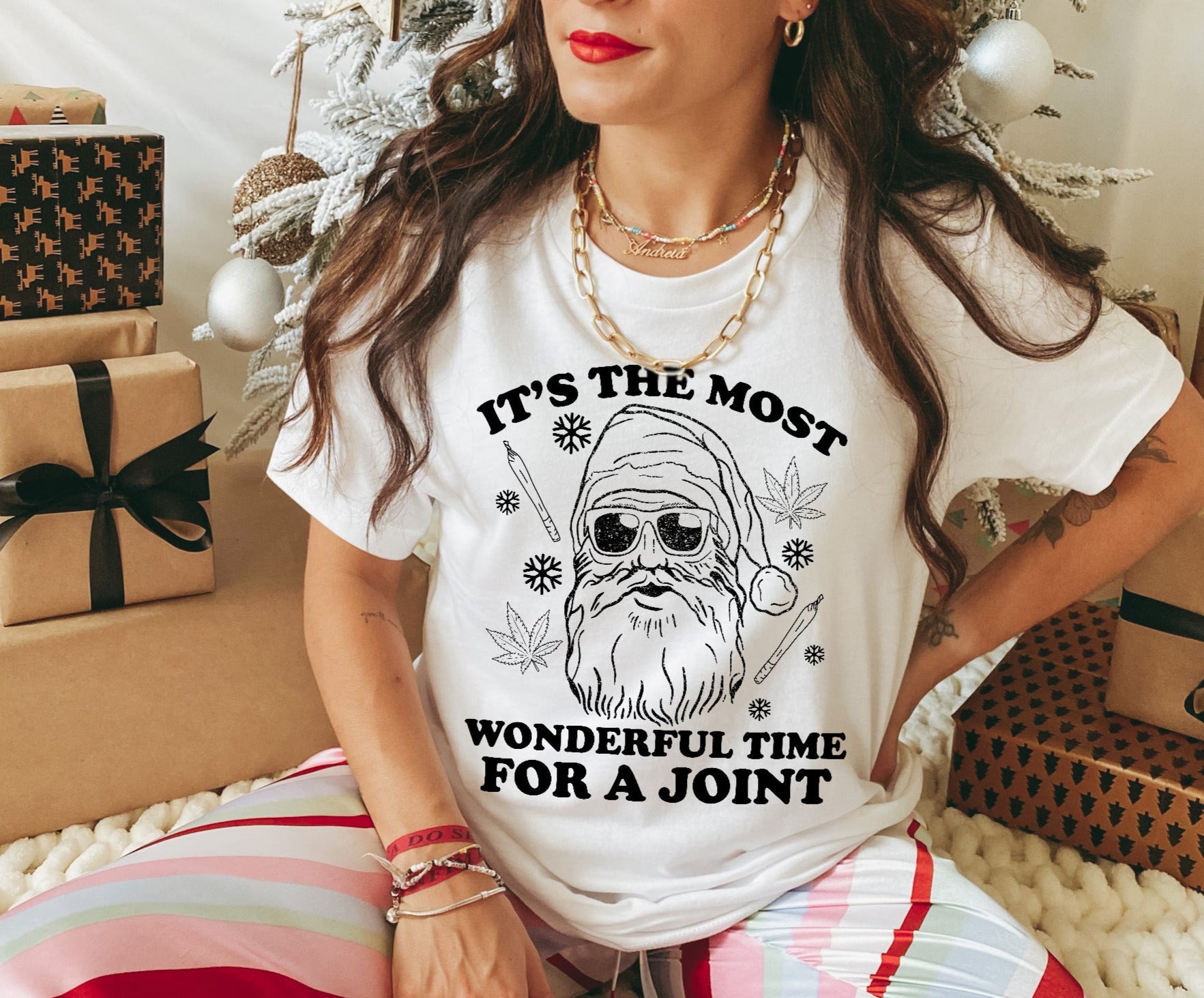 weed christmas shirt that says It's the most wonderful time for a joint - HighCiti