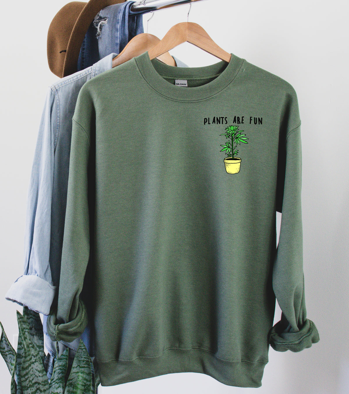 cute stoner sweatshirt with a cannabis plant - HighCiti
