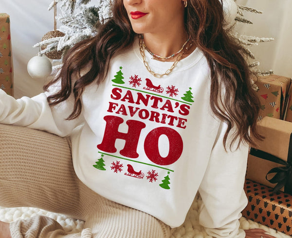 Santa s Favorite Ho Sweatshirt Naughty Santa Christmas