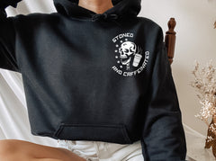hoodie with a skeleton and a coffee saying stoned and caffeinated - HighCiti