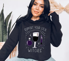 cute witches halloween crop hoodie - HighCiti