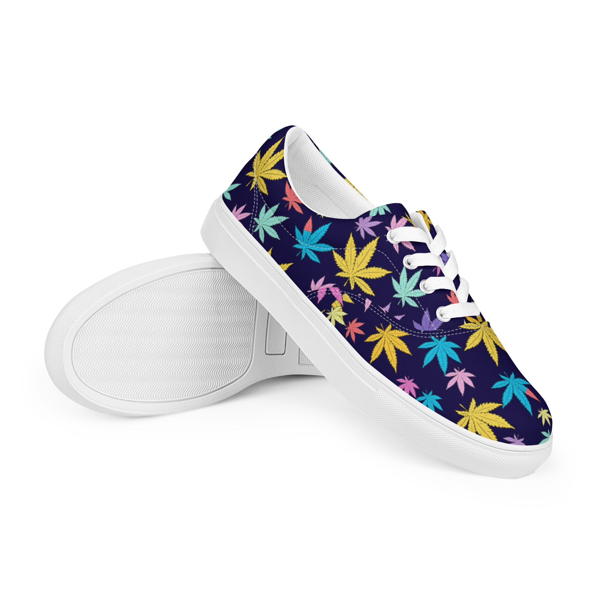 Weed Leaves Women's Lace-Up Canvas Shoes