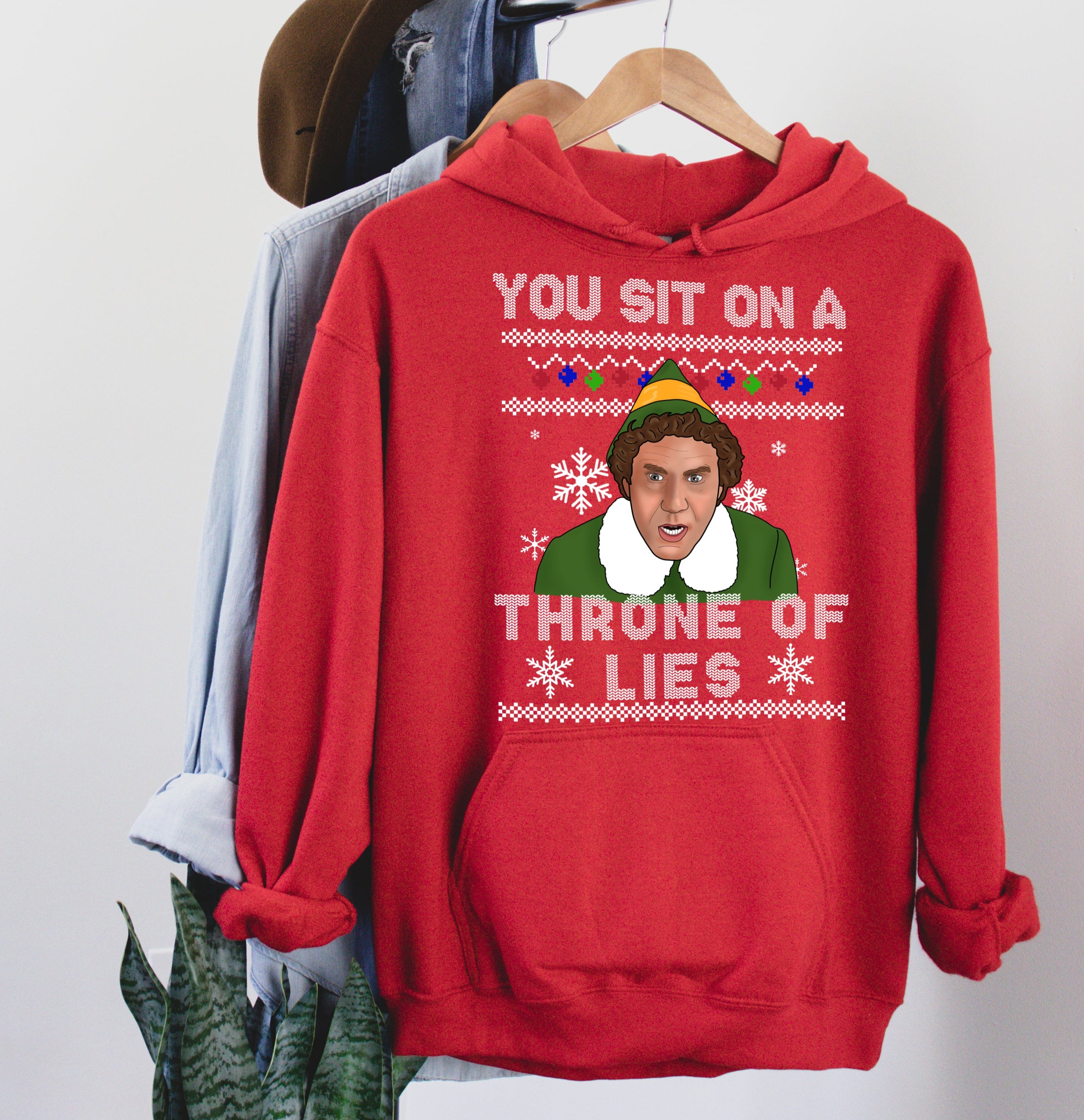 You Sit On A Throne Of Lies Buddy The Elf Funny Ugly Christmas Sweater