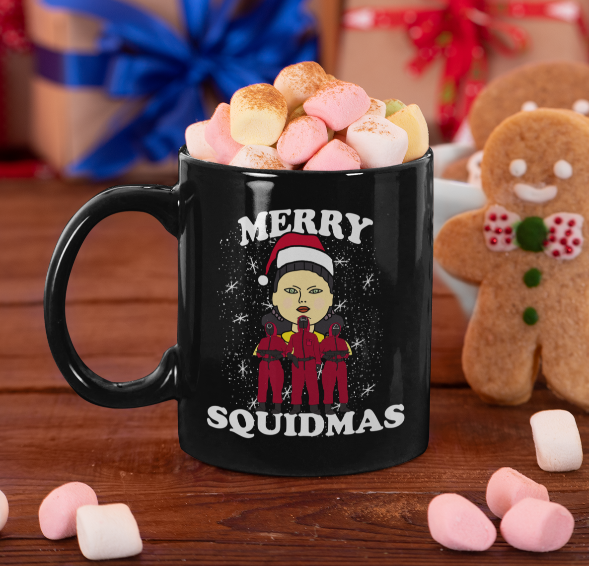 Black mug with characters squid game christmas - HighCiti