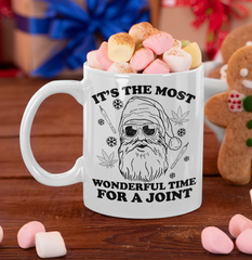White mug with santa dabbing saying it's the most wonderful time for a joint - HighCiti
