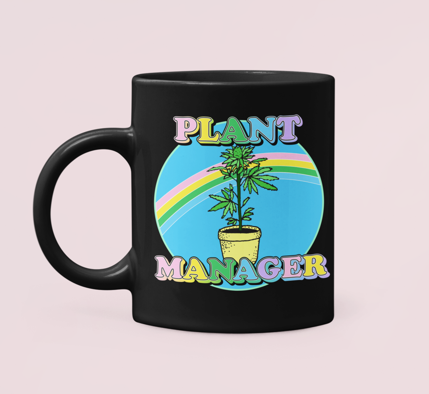 Black mug with a marijuana plant saying plant manager - HighCiti