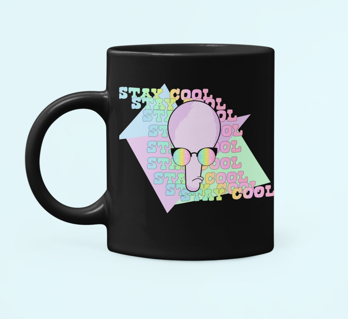 Black mug with a pastel alien saying stay cool - HighCiti