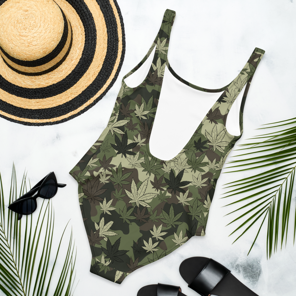 Camo Weed Leaf Swimsuit