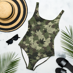 Camo cannabis leaf swimsuit - HighCiti