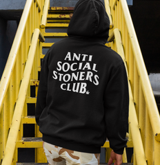 Black hoodie saying anti social stoners club - HighCiti