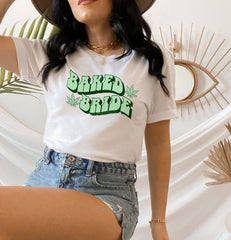 stoner bachelorette party shirt that says baked bride - HighCiti