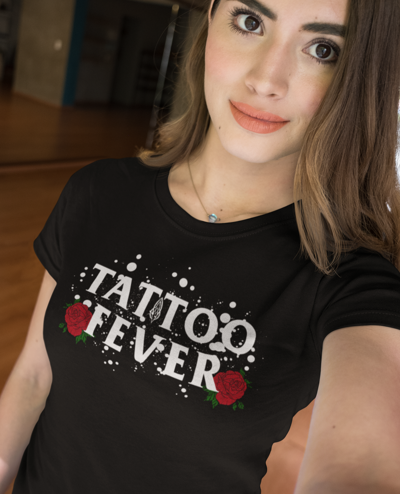 Black shirt with roses saying tattoo fever - HighCiti
