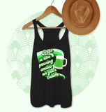 Black tank with a green beer saying beer is like pouring smiles on your brain - HighCiti