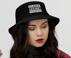 Black buket hat saying stoner advisory extreme high - HighCiti