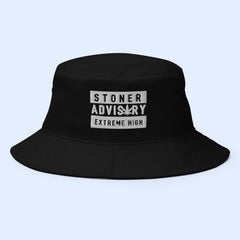 Black buket hat saying stoner advisory extreme high - HighCiti