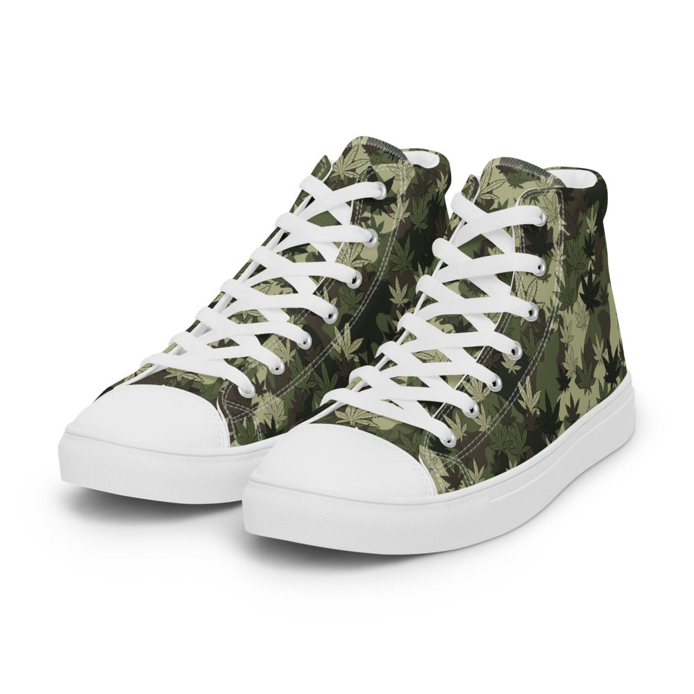 Camo Weed Leaf Women’s High Top Canvas Shoes