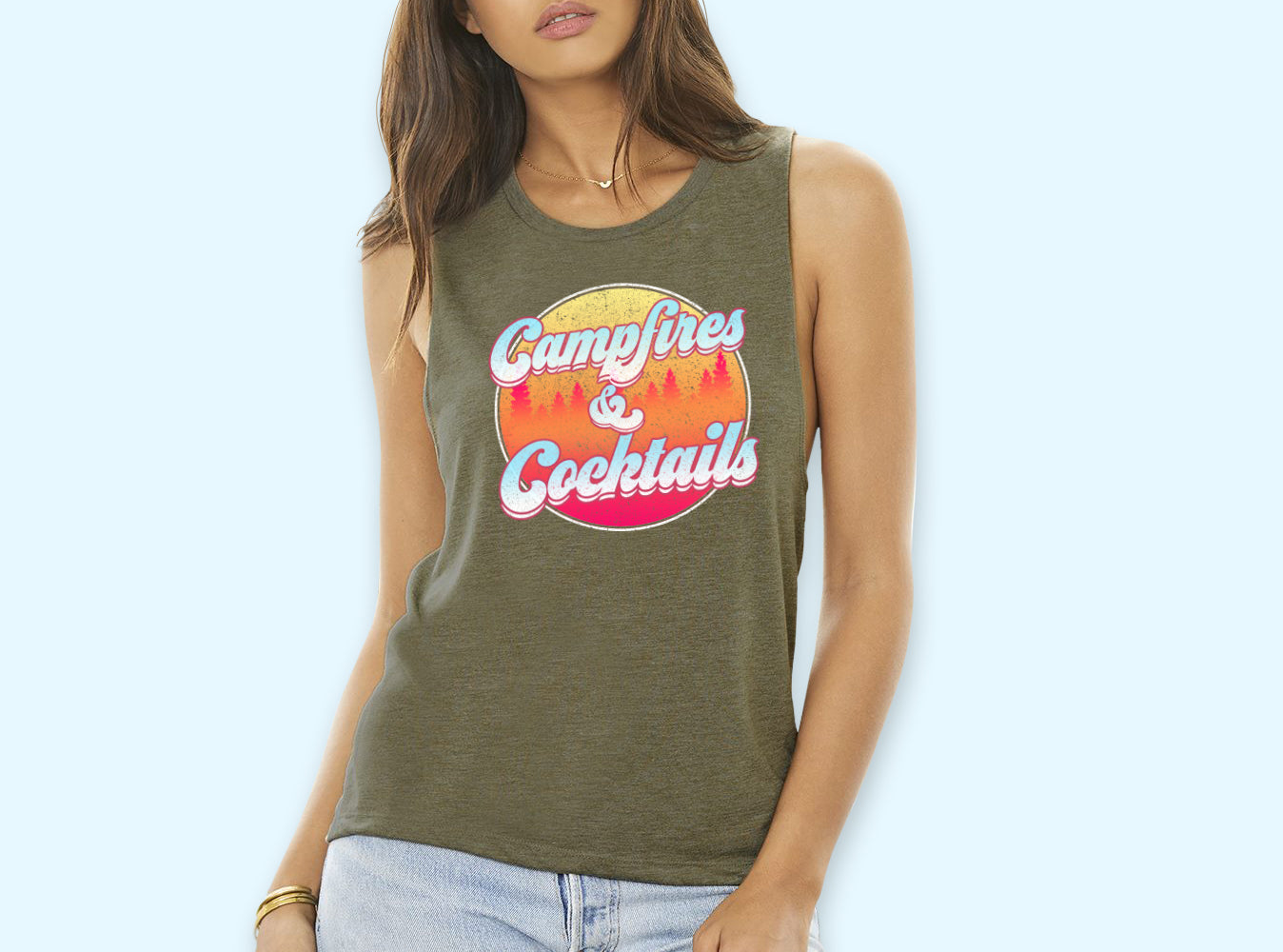 Campfires And Cocktails Muscle Tank