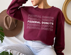 maroon sweater that says federal donuts - HighCiti