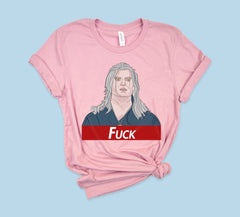 Pink shirt with geralt rivia the witcher with the supreme logo - HighCiti