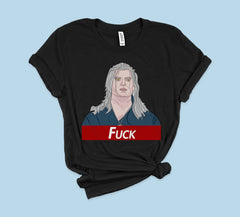Black shirt with geralt rivia the witcher with the supreme logo - HighCiti