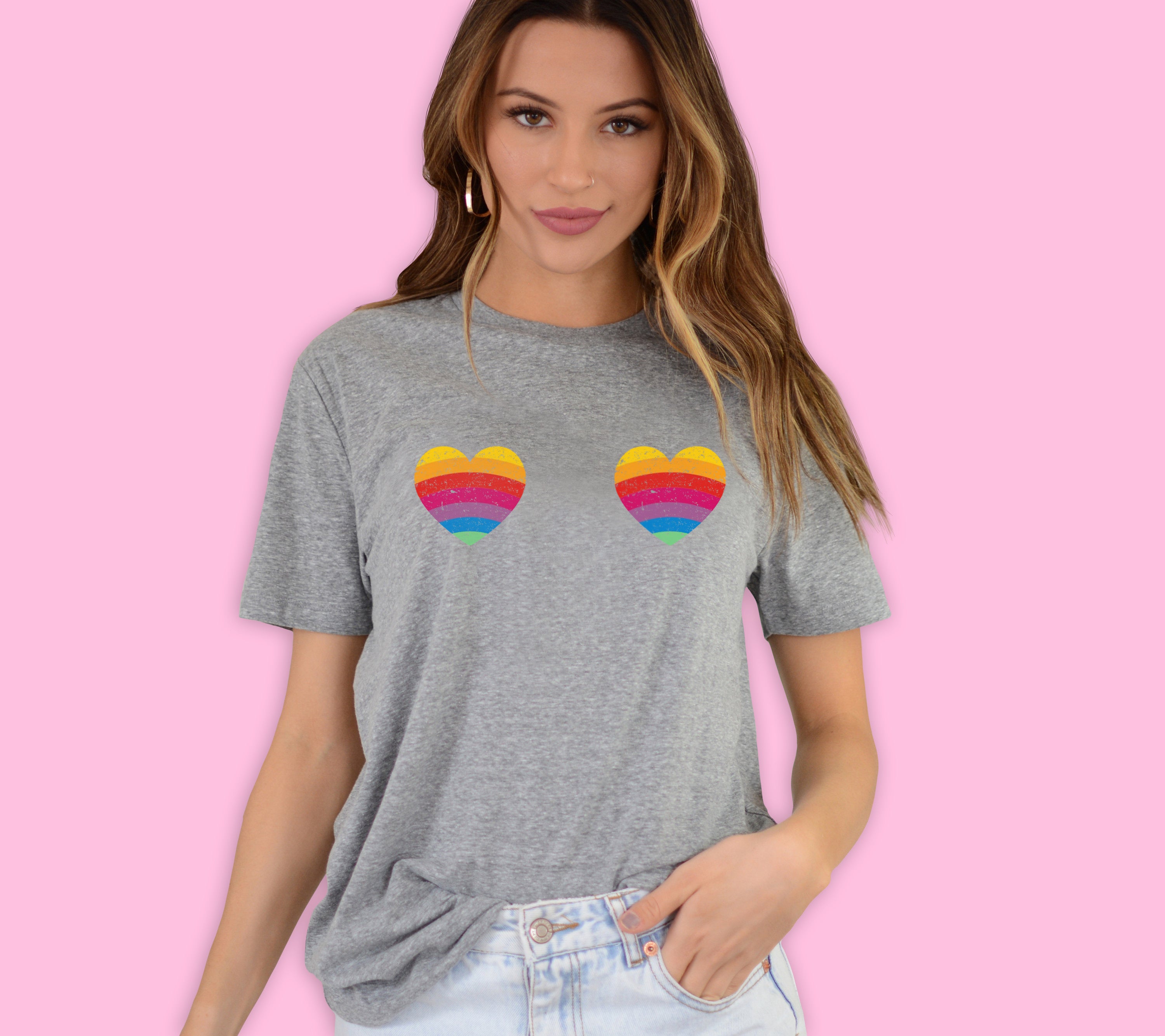 Rainbow Boob Hearts Shirt - HighCiti