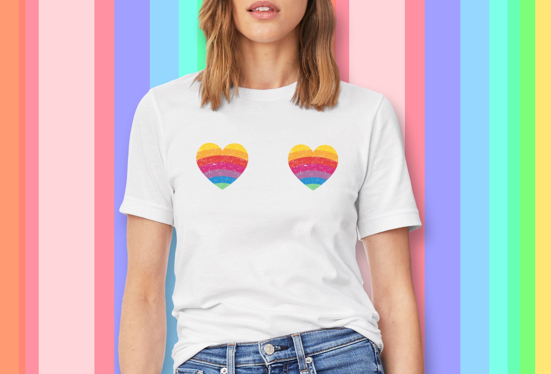 Rainbow Boob Hearts Shirt - HighCiti